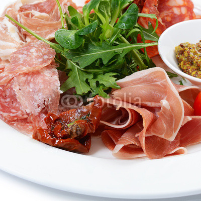 Assorted Italian sausages as a  background