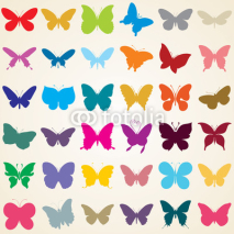 Fototapety butterflies silhouettes, set of various shaped butterfly