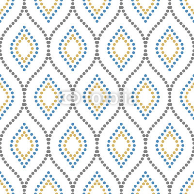 Seamless ornament. Modern geometric pattern with repeating colored dotted wavy lines