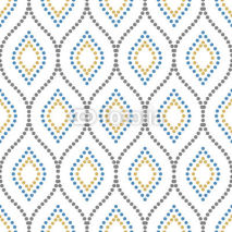 Naklejki Seamless ornament. Modern geometric pattern with repeating colored dotted wavy lines