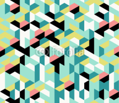 Fototapety Colorful irregular vector abstract geometric seamless pattern with hexagons
