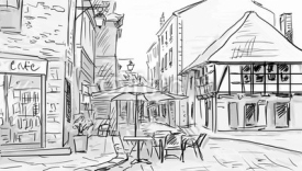 Illustration to the old town - sketch