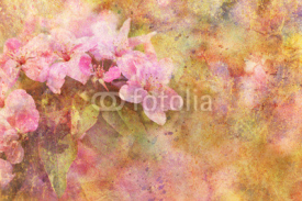 Fototapety cute pink flowers and watercolor smudges