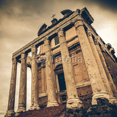 Vintage Faustina in the Roman Forum in Rome, Italy, converted to