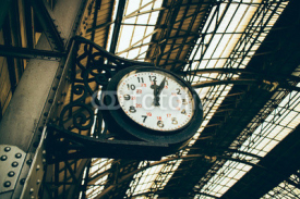 Fototapety Vintage clock at railway station