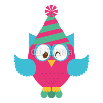 Obrazy i plakaty owl bird cute with hat party icon