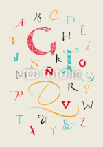 Obrazy i plakaty Calligraphic hand written uppercase alphabet