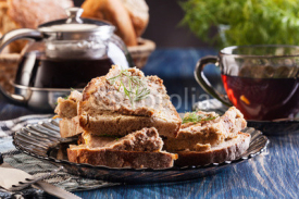 Fototapety Slices of bread with baked pate