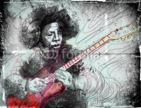 Fototapety guitarist - a hand drawn grunge illustration