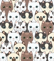 Naklejki Funny cartoon cats. Seamless pattern