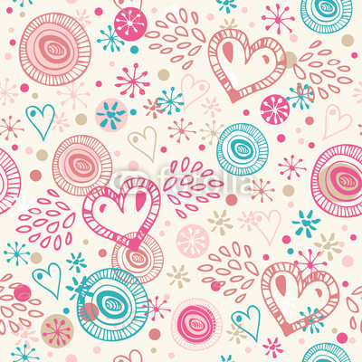 Abstract doodle seamless background with hearts