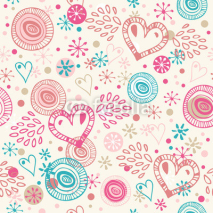 Naklejki Abstract doodle seamless background with hearts