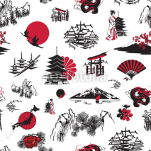 Fototapety seamless background with Japanese miniatures