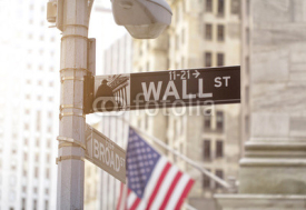 Fototapety Wall Street road sign, New York City