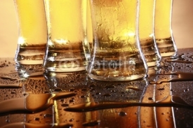 Naklejki Cold beer in tall glasses