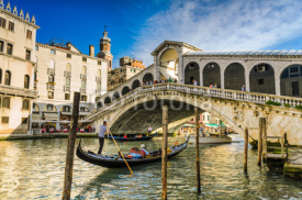 Gondola at the Rialto bridge in Venice, Italy