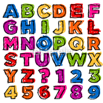 Fototapety Colorful Doodle Alphabet and Numbers