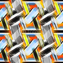 Naklejki geometric abstract seamless pattern on an orange background
