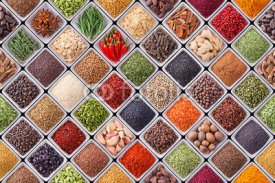 Naklejki Seamless texture with spices and herbs