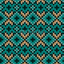Obrazy i plakaty Knitted seamless pattern mainly in turquoise