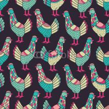 Naklejki Chickens seamless pattern