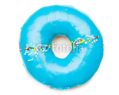 tasty blue donut, isolated on white