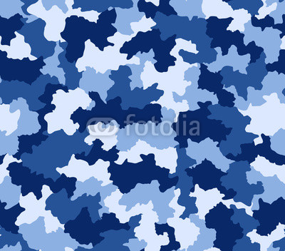 Blue camouflage seamless pattern