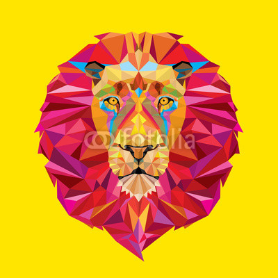 Lion head in geometric pattern