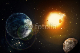 Fototapety Space of galaxy with stars and planet