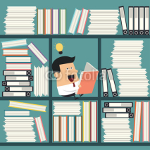Fototapety Young businessman having a idea while reading a book, Business i
