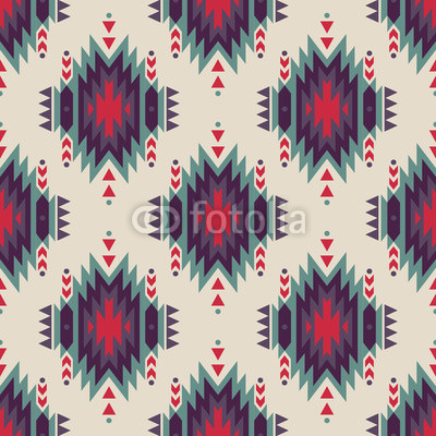 Vector seamless decorative ethnic pattern. American indian motifs. Background with aztec tribal ornament.