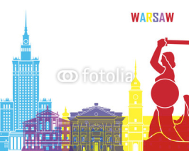 Naklejki Warsaw skyline pop
