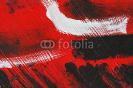 Fototapety Small part of painted metal wall with  black,red and white paint