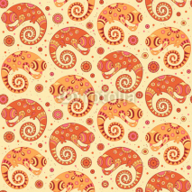 Fototapety Chameleons decorative seamless pattern in cartoon style