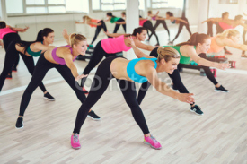 Naklejki Group of fit women at a fitness class in a gym