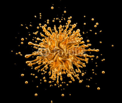 Fototapety Splash gold black background. 3d illustration, 3d rendering.