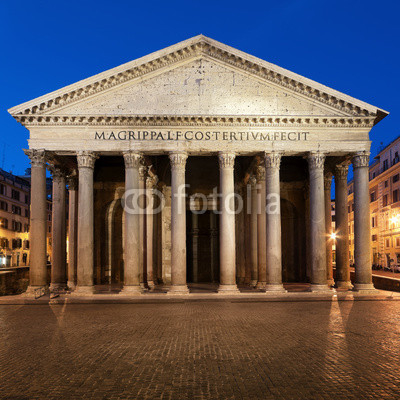 Pantheon  at night in Rome - Italy