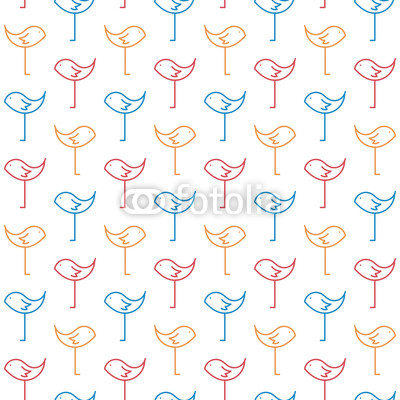 Birds Pastel Colored Simple Seamless Pattern on White Background