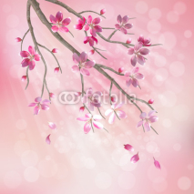 Fototapety Spring vector tree branch cherry blossom flowers