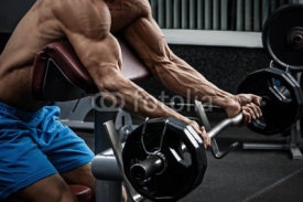 Naklejki Muscular man training his arms
