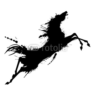 Grunge jumping horse silhouette