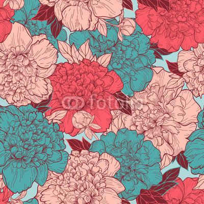Seamless  background with peonies