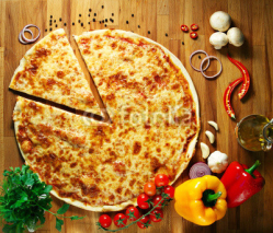 Fototapety pizza with vegetables herbs and olive oil