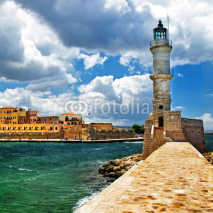 Obrazy i plakaty lighthouse in Chania port, Crete, Greece