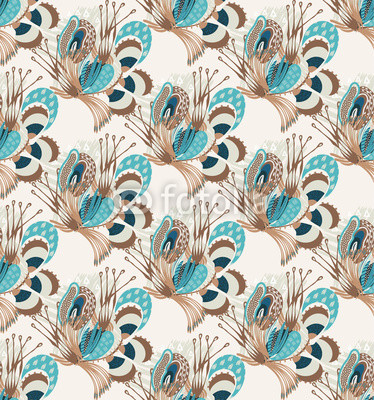 Floral seamless pattern. Hand drawn creative flower. Colorful artistic background with blossom. Abstract herb. It can be used for wallpaper, textiles, wrapping, card. Vector illustration, eps10