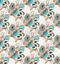 Fototapety Floral seamless pattern. Hand drawn creative flower. Colorful artistic background with blossom. Abstract herb. It can be used for wallpaper, textiles, wrapping, card. Vector illustration, eps10