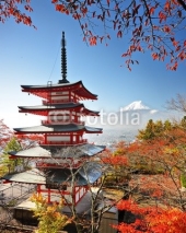 Naklejki Mt. Fuji in Autumn with Chureito Pagoda