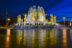 Fototapety illuminated fountain  in twilights