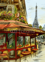 Naklejki Paris street - illustration