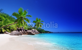 Naklejki beach at Praslin island, Seychelles